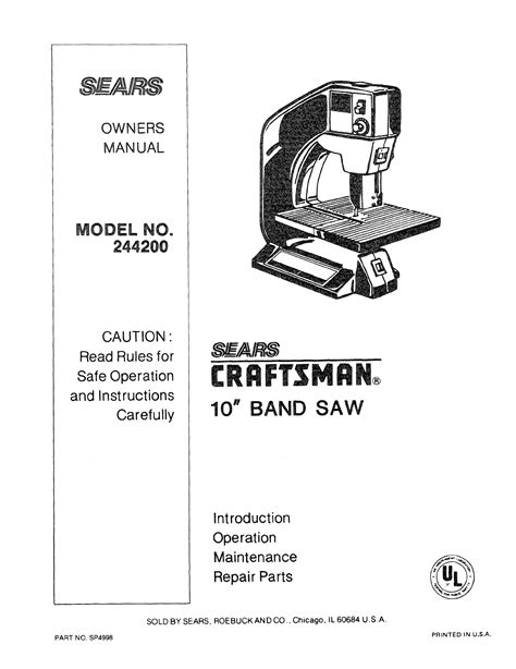 craftsman bandsaw manual