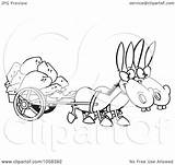 Mules Pulling Rocks Two Cartoon Wagon Clip Toonaday Royalty Outline Illustration Vector Leishman Ron Clipart sketch template