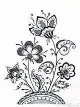 Doodle Zentangle Doodles Zen Flower Drawings Flowers Patterns Drawing Tangle Zentangles Zendoodle Whimsical Coloring Pages Butterfly Mandala ลาย Embroidery Mandalas sketch template