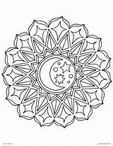 Coloring Mandala Pages Printable Moon Colouring Star Sun Yang Mandalas Yin Dreamcatcher Drawing Flower Adults Color Kids Print Friendly Blossom sketch template