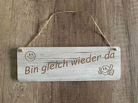 tuerschild deko schild landhaus vintage shabby retro bin gleich wieder