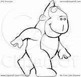 Ape Cartoon Walking Clipart Outlined Coloring Vector Cory Thoman Royalty sketch template