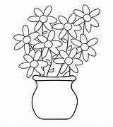 Pot Coloring Flower Pages Flowers Getcolorings Printable Preview sketch template