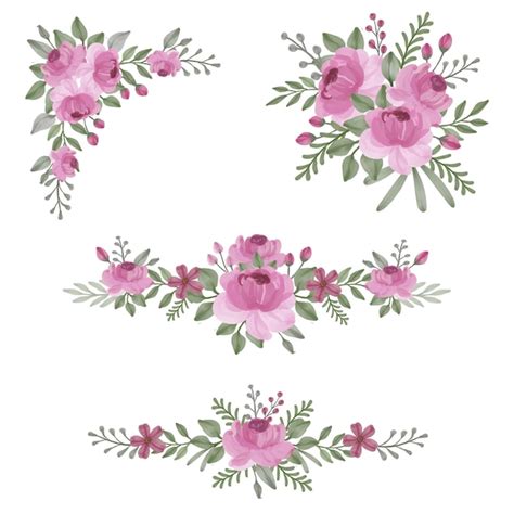 Free Vector Pink Floral Arrangement Collection With Watercolor