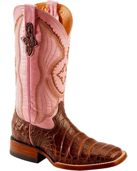 ferrini blush pink caiman belly cowgirl boots wide square toe boot barn