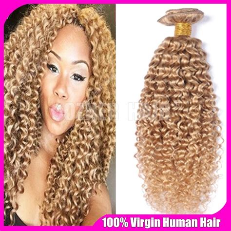 Brazilian Blonde Curly Hair Extensions Honey Blonde Remy Human Hair