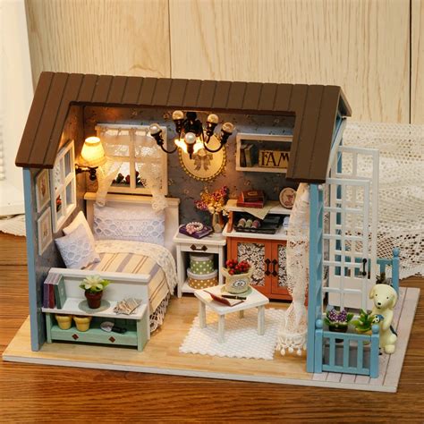 vintage home decoration accessories diy miniature dollhouse kit realistic mini  wooden house