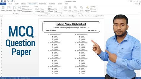 create multiple choice question mcq paper  microsoft word