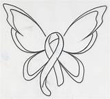 Cancer Butterfly Breast Ribbon Clipart Tattoo Awareness Drawing Lupus Stencil Clip Cliparts Coloring Pages Tattoos Butterflies Drawings Stencils Hakuro Paintingvalley sketch template