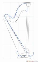 Draw Harp Step Drawing sketch template