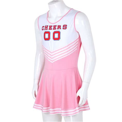 Sissy Men Cheerleader Cosplay Costume Dress Sleeveless Pleated Fancy
