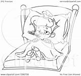 Sick Bed Boy Clipart Lineart Cartoon Illustration Royalty Yayayoyo Vector sketch template