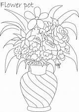 Flower Drawing Pot Coloring Flowers Vase Pages Printable Kids Line Pots Sketches Colour Print Drawings Vases Painting Getdrawings Easy Color sketch template