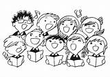 Colorare Coro Bambini Choir Singing Participle sketch template