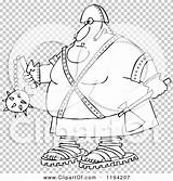 Outlined Axe Flail Executioner Holding Royalty Clipart Cartoon Vector Djart sketch template