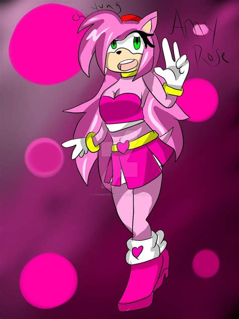 Amy Rose With Long Hair And A New Outfit By Asamihiroto18