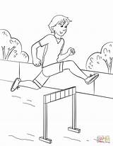 Jumping Coloring Hurdle Boy Pages Athletics Printable Drawing sketch template