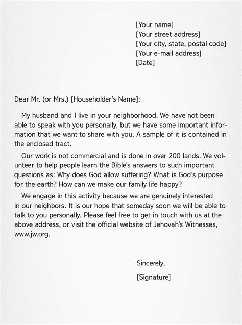 sample letter letter writing examples letter writing template jw