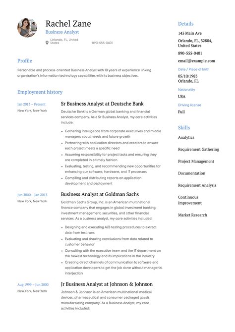 business analyst sample resume   samples examples format