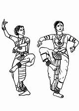 Colorier Danser Danse Hindi Coloriages Hugolescargot Jeunes Bollywood Inde Entrain Deux Odissi Folk sketch template