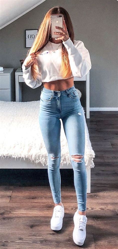 40 cute casual outfits with denim jeans for spring