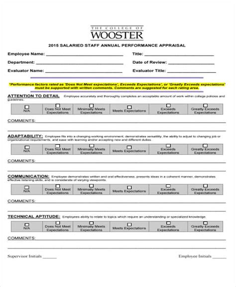 simple appraisal forms   ms word
