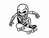 Skeleton Skater Skateboard Coloring Drawing Skateboarding Clipart Coloringcrew Halloween Transparent Background Sports sketch template