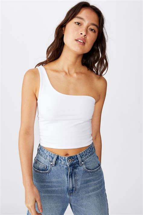 one shoulder sleevelss top white cotton on t shirts vests and camis