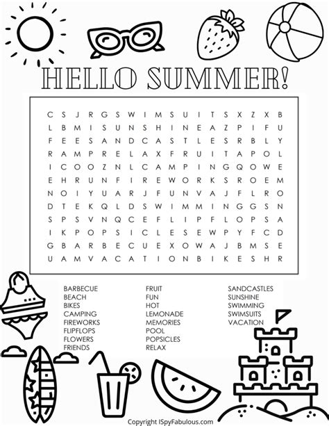 summer word search printables  tons  summer fun  spy