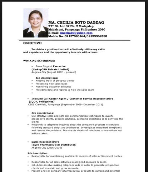 resume samples  philippines  design template