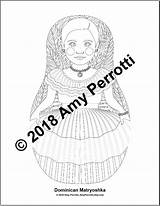Matryoshka Dominican Coloring Sheet Folk Doll Printable Dress Amyperrotti sketch template
