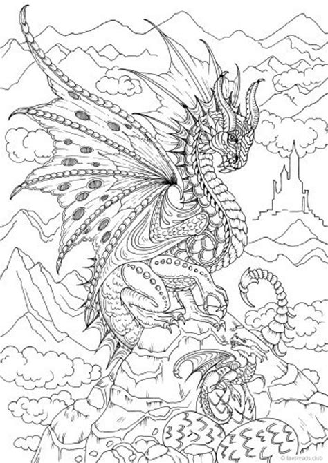 dragons printable adult coloring page  favoreads coloring book