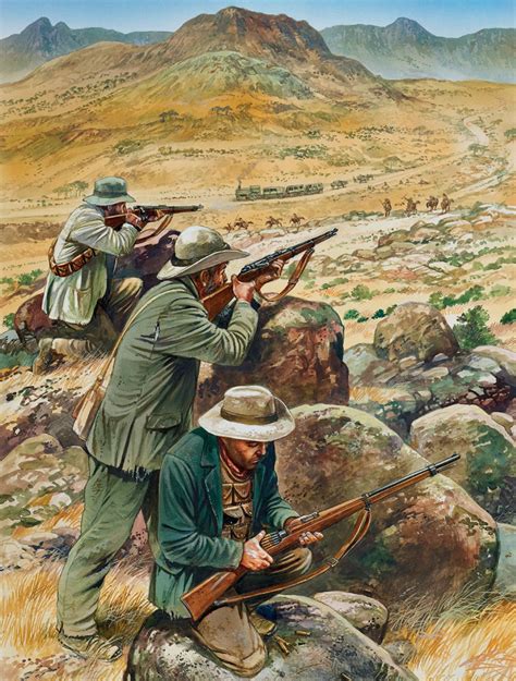 illustration  boers engaging british forces   boer war