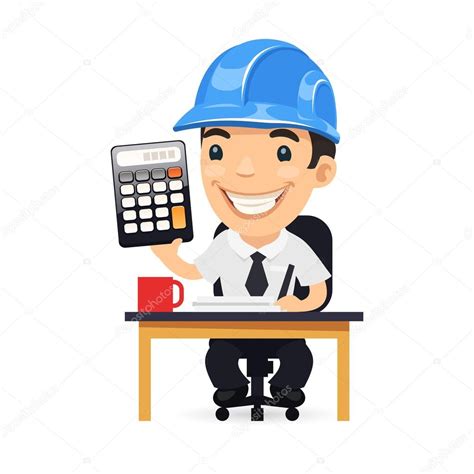 engineer cartoon character  calculator stock illustration  cvoysla