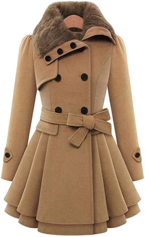 mujer chaqueta de lana otono invierno cuello de piel sintetica gabardina elegantes modernas