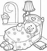 Coloring Pages Night Sleep Teddy Party Bear Sleepover Goodnight Time Pajama Sleeping Tight Color Starry Printable Drawing Holidays Good Slumber sketch template
