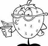 Coloring Cartoon Pages Kids Juice Colouring Royalty Character Drawing 80s Fruits Color Funny Clipart Drink Print Cartoons Printable Strawberry Cliparts sketch template