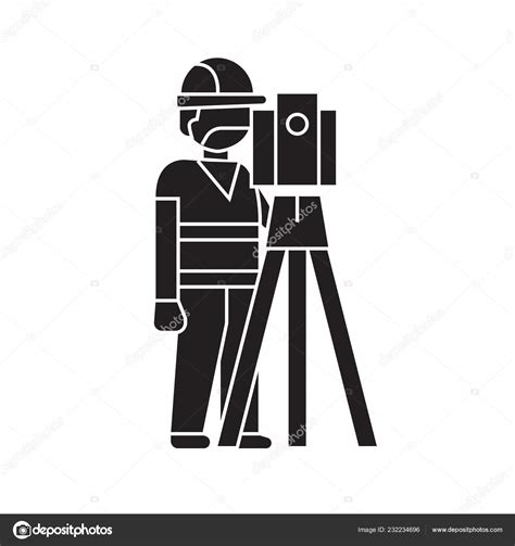 building surveyor black vector concept icon building surveyor flat illustration sign stock