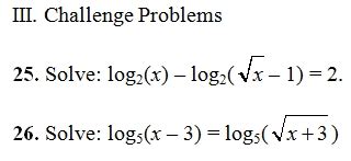 logarithmic equatiosn problem