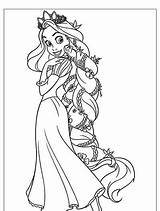 Coloring Rapunzel Pages Tangled Princess Print Source Book sketch template