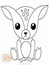 Coloring Woodland Printable Pages Deer Simple Kids Forest Animal Mom Project sketch template