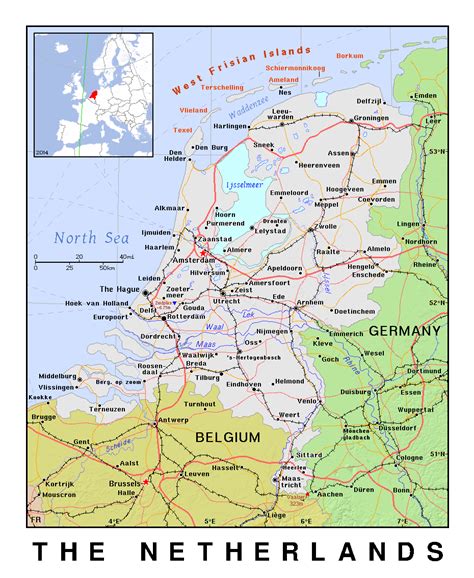 detailed political map  netherlands  relief netherlands europe mapsland maps
