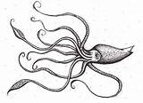Squid Kraken Giant sketch template