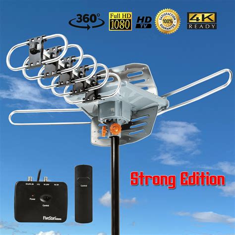 Hdtv Outdoor Amplified Antenna 360 Rotor Digital Hd Tv Uhf Vhf 150 Mile