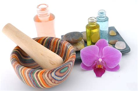 holistic spa stock photo image  wooden essential