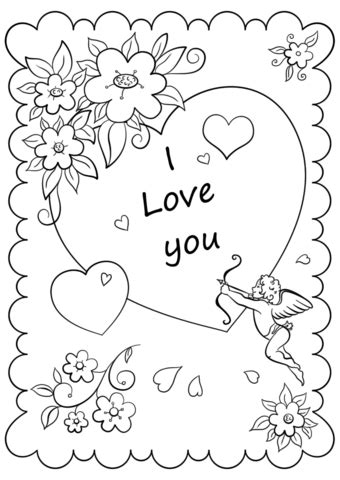 valentines day card  love  coloring page  printable