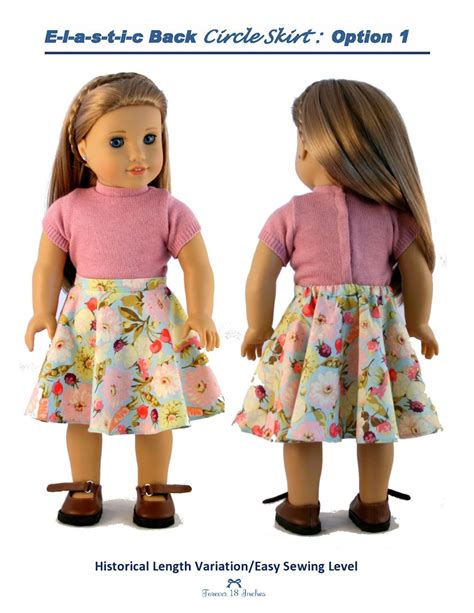 Forever 18 Inches Elastic Back Circle Skirt Doll Clothes Pattern 18