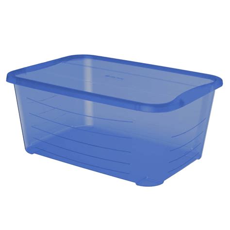 life story  quart rectangular blue plastic storage container box