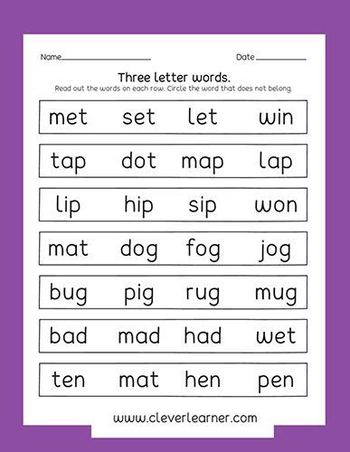 english  letter words worksheets   rhyming words worksheets