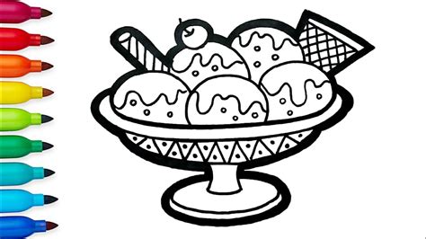 ice cream bowl drawing  kids coloring pages  kids  toddlers